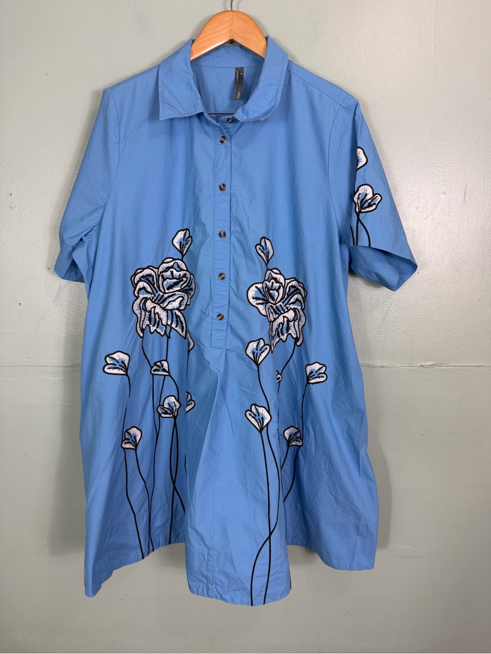 Anthropologie Maeve Pollie Short Sleeve Swing Tunic Mini Dress Size 2X Floral